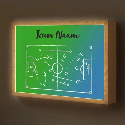 Voetbal - Tactiek - Spel - Groen - Blauw Light Box met batterij (Wandlamp kind) middel -z3d_website