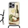 Wijn - Druiven - Kaas - Bladeren Hoesje iPhone 16 Pro Max met koord klein -3d