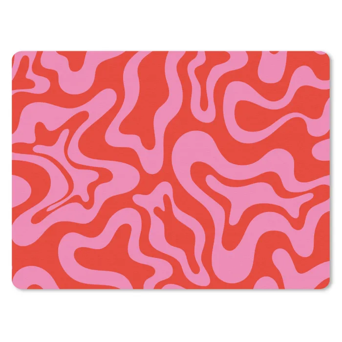 Abstract - Patroon - Rood - Roze - Minimalistisch muismat rubber klein -3d