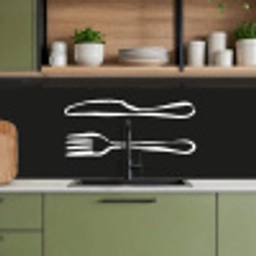 Bestek - Liggend - Zwart - Wit keuken achterwand 2 middel -sfeer3