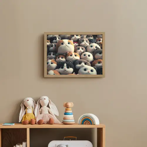 Kat - Huisdieren - Poes - Bruin - Grijs - Kinderen Light Box met batterij (Wandlamp kind) middel -sfeer2_kind