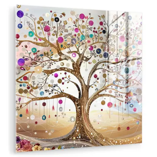 Levensboom - Goud - Kleurrijk - Abstract - Aesthetic plexiglas 5mm klein -zzzproduct_nieuw