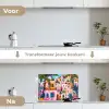 Kleurrijk - Roze - Oranje - Geel - Bloemen keuken achterwand spatscherm klein -voor_na_NL