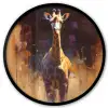 Giraf - Bruin - Abstract - Geschilderd Fotolijst rond zonder passe partout klein -3d