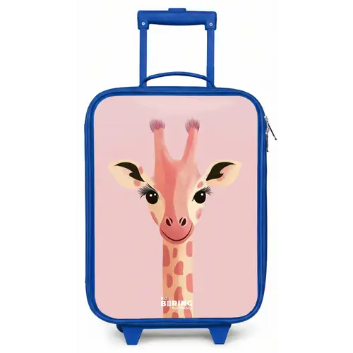 Giraffe - Wimpers - Minimalistisch - Roze Kinderkoffer - Blauw klein -zz3dotto