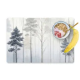 Bos - Bomen - Mist - Natuur - Illustratie - Grijs Placemat vinyl groot -zzzproduct_Kitchenyeah-website