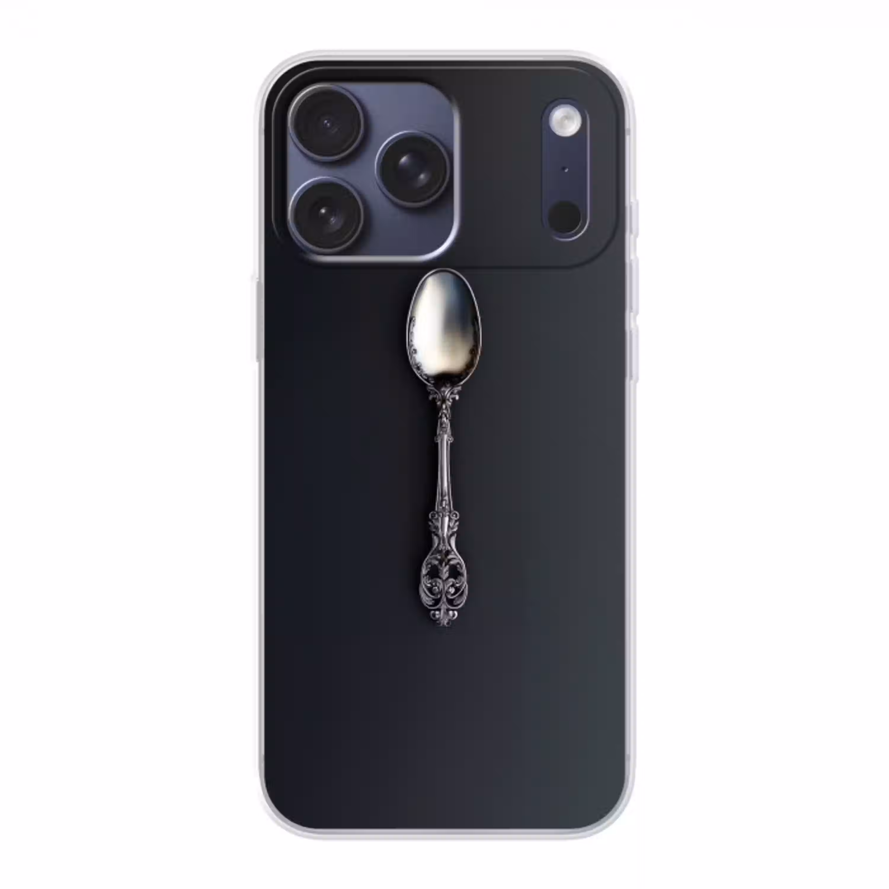 Lepel - Zilver - Metaal Telefoonhoesje iPhone 17 Pro Max klein -3d