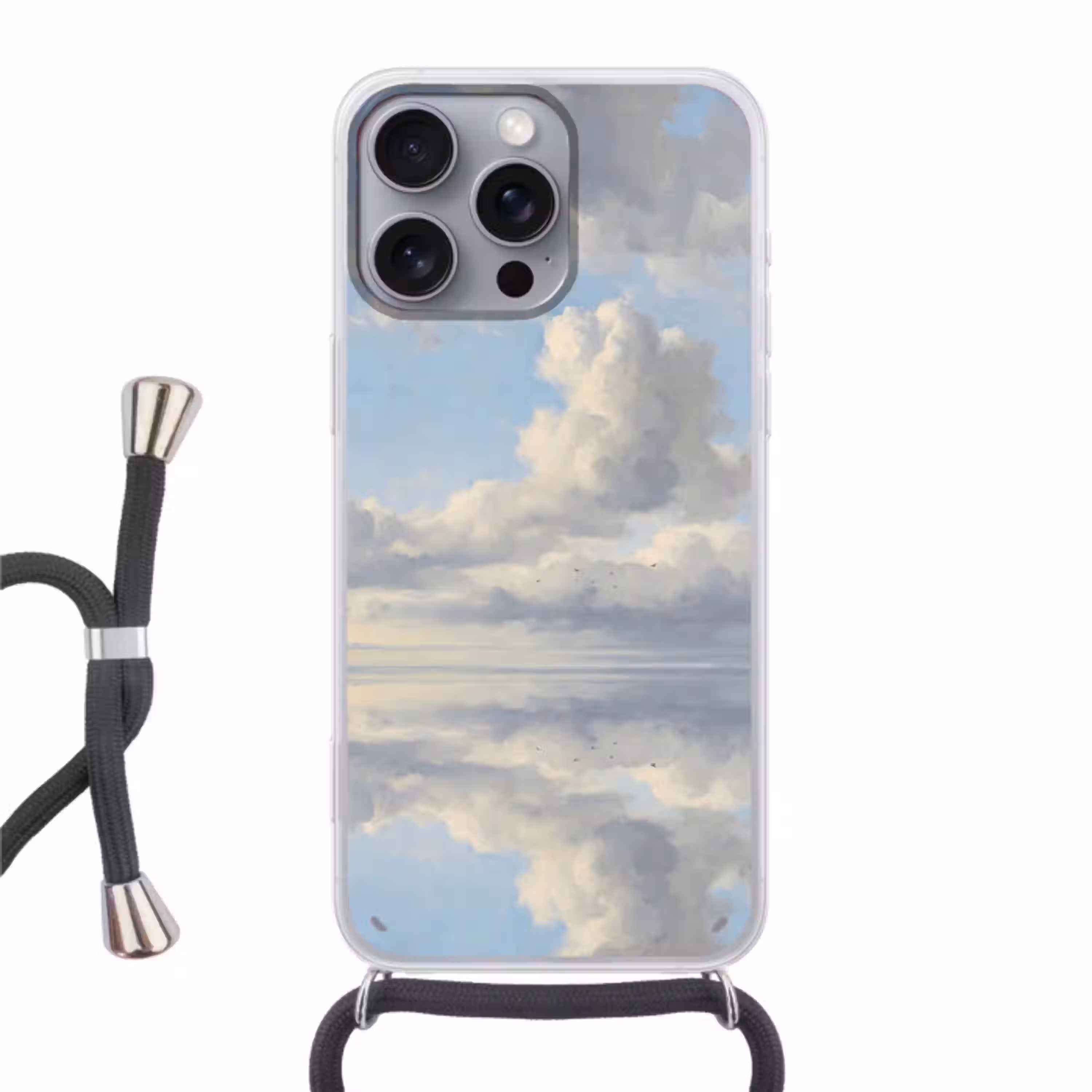 Lucht - Wolken - Natuur - Klassiek - Blauw Hoesje iPhone 16 Pro Max met koord klein -3d
