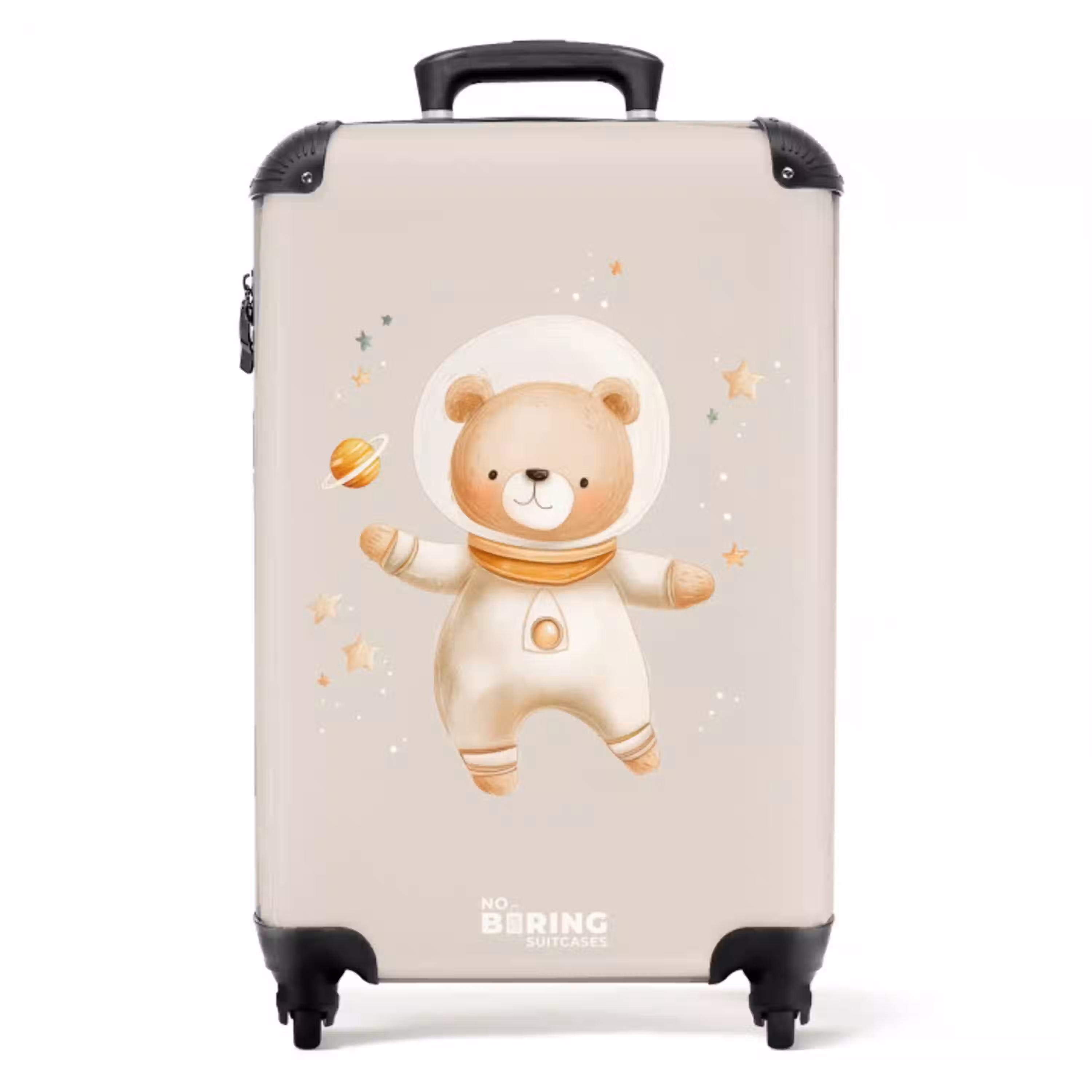 Beige ruimtebeer zweeft tussen sterren NBS - Handbagage koffer - Volwassenen Unisex middel -productfoto_recht