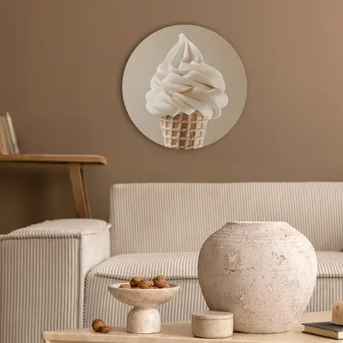 IJs - Softijs - Romig - Hoorntje - Beige Akoestische PET Vilt - Rond klein -sfeer1