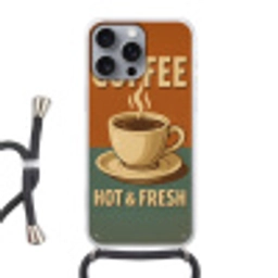 Koffie - Kop - Vintage - Quote Hoesje iPhone 16 Pro Max met koord klein -3d