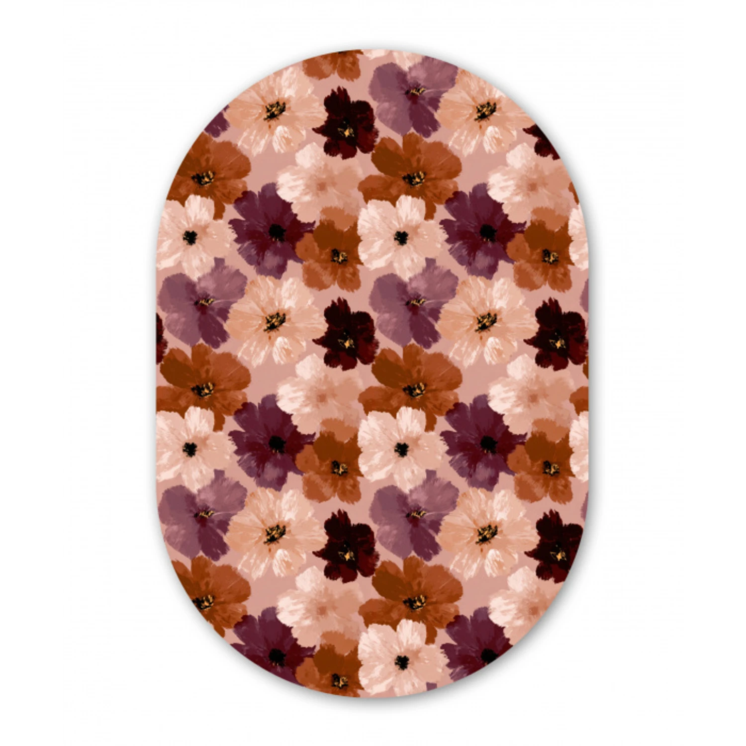 Bloemen - Abstract - Aardetinten Wandcirkel Ovaal Aluminium middel 839 -3d