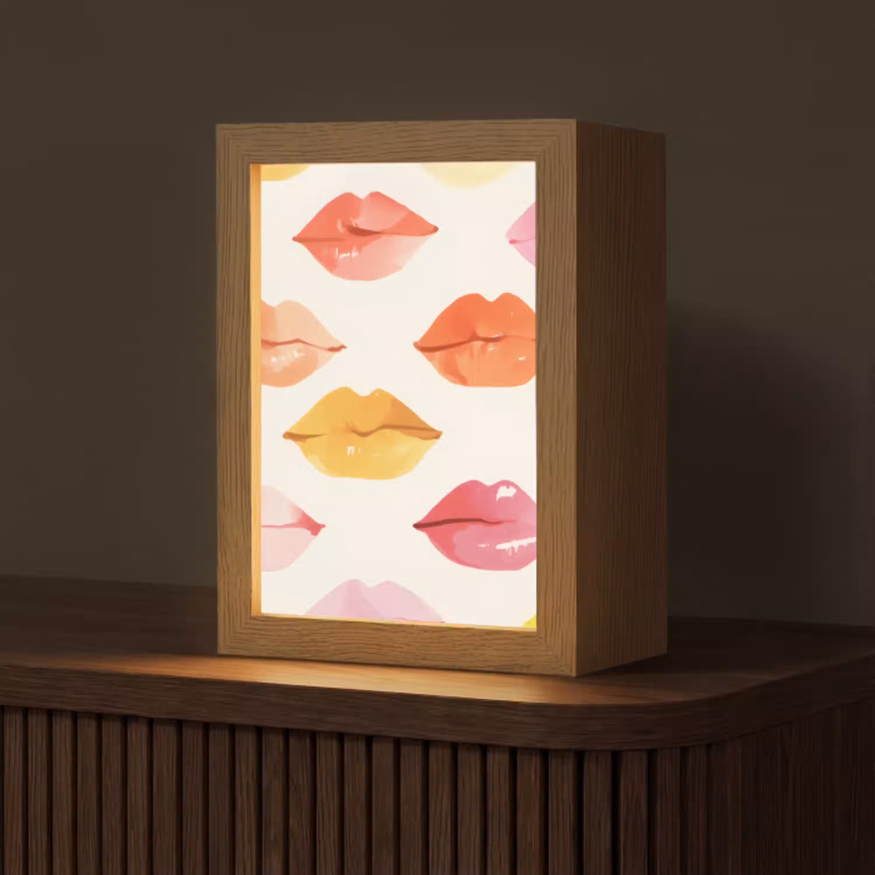 Lippen - Kleurrijk - Glanzend Light Box met kabel (Tafellamp) klein -z3d_website