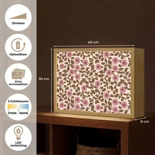 Bloemen - Bladeren - Kleurrijk Light Box met batterij (Wandlamp) middel 907 -USP_websiteoverzichtNL