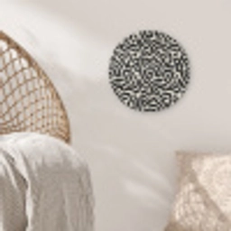 Modern - Abstract - Zwart Akoestische PET Vilt - Rond klein 838 -sfeer4