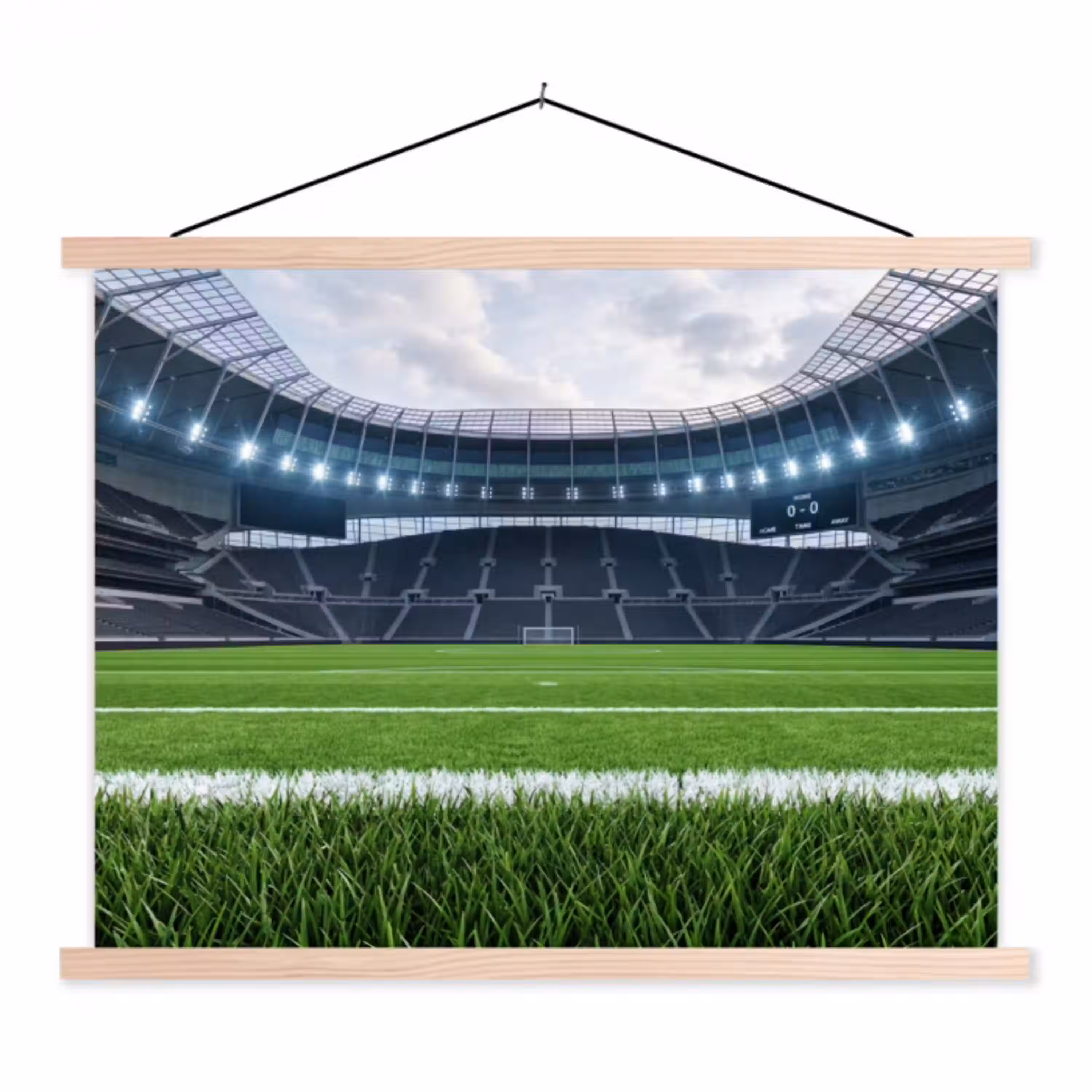 Voetbal - Stadion - Sport - Groen textielposter latten blank klein -3d