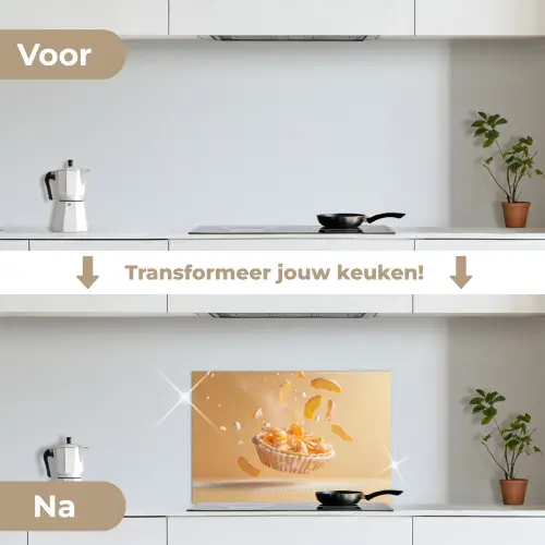 Peach - Eten - Taart - Oranje keuken achterwand spatscherm klein -voor_na_NL
