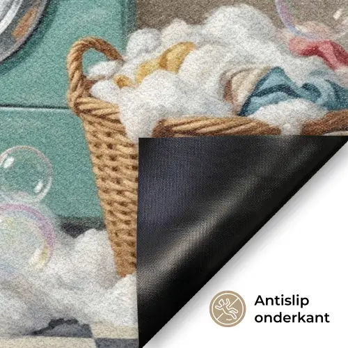 Retro - Blauw - Vrouw Deurmat klein -antislip_NL