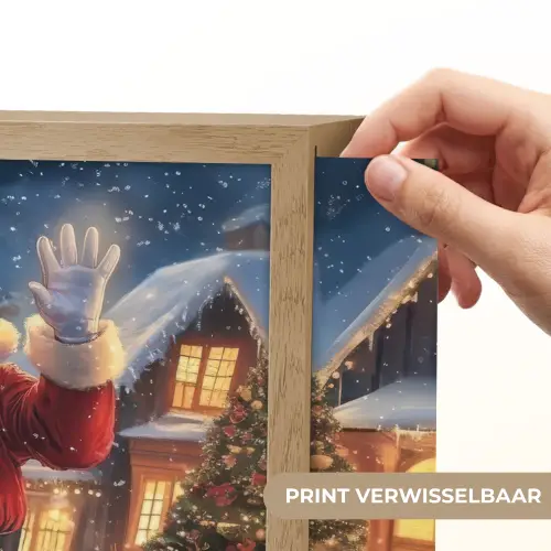 Kerstman - Dorp - Hert - Donker Light Box met batterij (Wandlamp) middel -USP_websiteprintNL