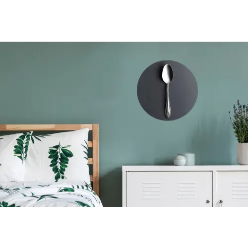 Zilver - Metaal - Lepel Wandcirkel aluminium klein -slaapkamer