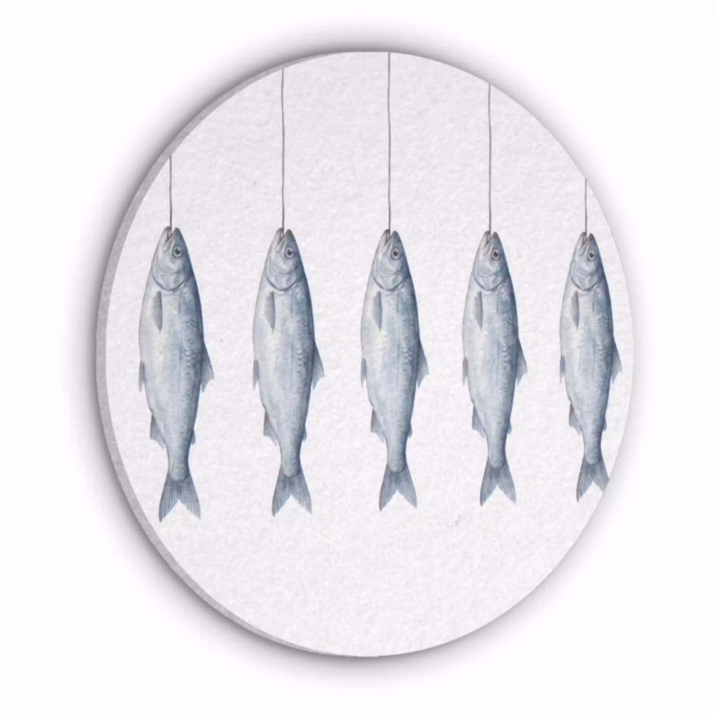 Vissen - Illustratie - Delfts - Blauw Akoestische PET Vilt - Rond klein -3d
