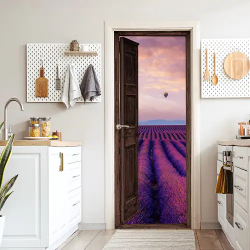 Doorkijk - Lavendel - Bloemen - Paars deurposter klein -sfeer5