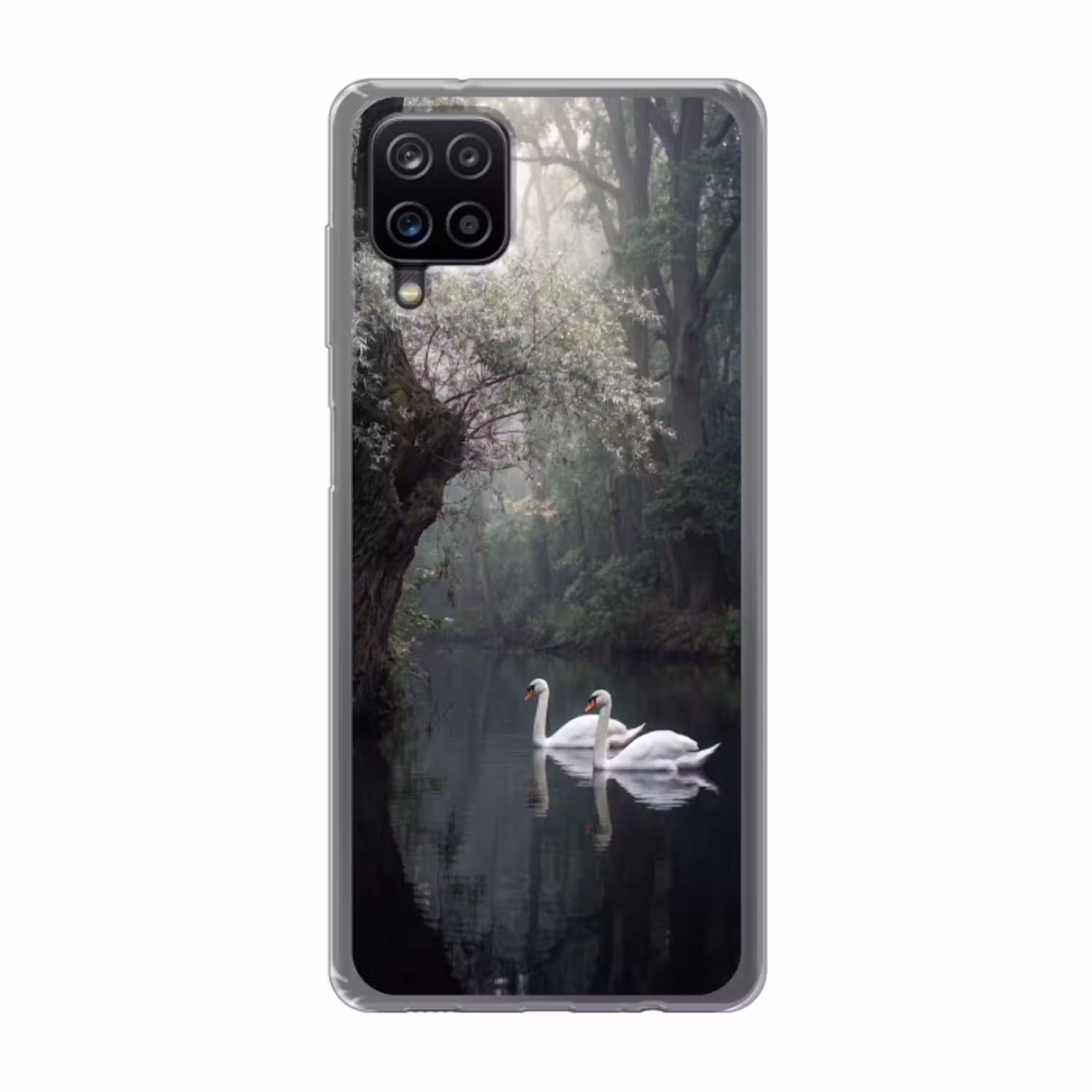 Zwanen - Rivier - Bos Telefoonhoesje Samsung Galaxy A12 klein -3d