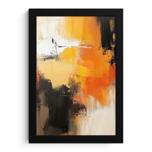 Abstract - Modern - Verflook - Herfst kleuren - Oranje fotolijst zwart zonder passe partout klein -3d