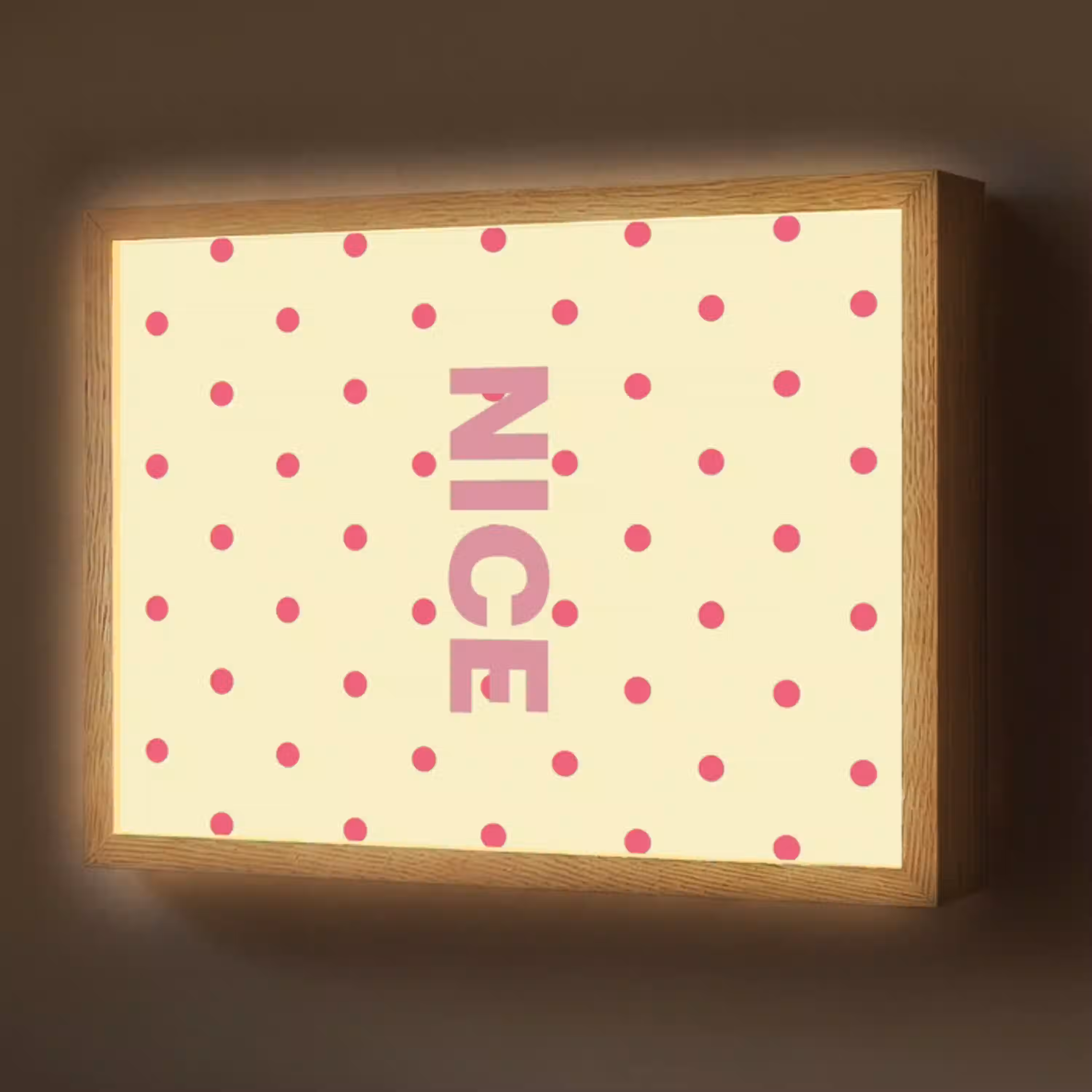 Nice - Stippen - Roze - Geel Light Box met batterij (Wandlamp) middel -z3d_website