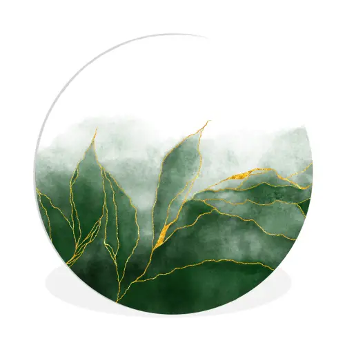 Marmer - Groen - Luxe - Goud - Marmerlook Wandcirkel kunststof plaat 5mm dik klein -3d