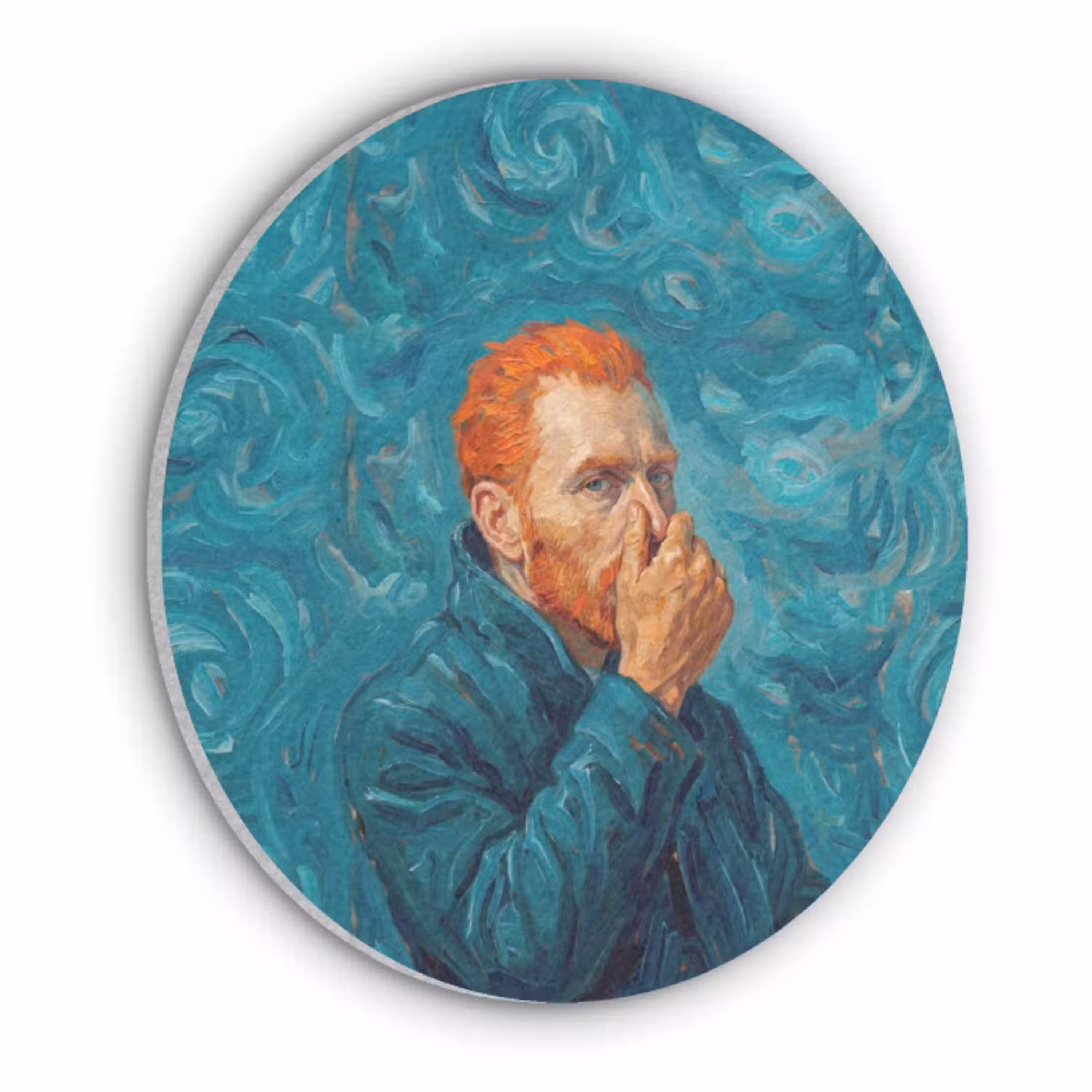 Portret - Klassiek - Blauw Akoestische PET Vilt - Rond klein -3d