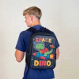 Dino - Raket - Kleurrijk Rugzak - Zwart middel -sfeer8