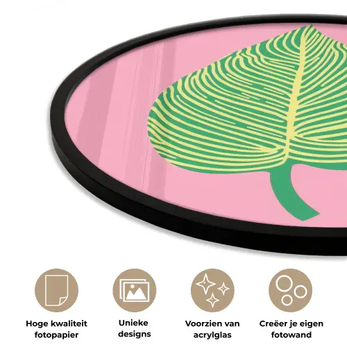 Illustratie - Blad - Minimalistisch - Groen Fotolijst rond zonder passe partout klein -closeup_NL