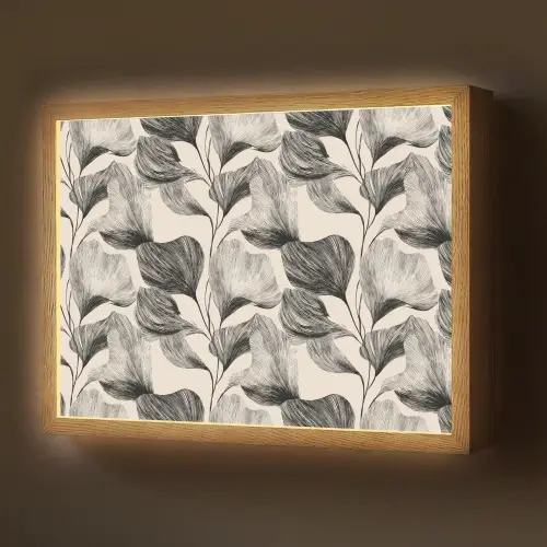 Botanisch - Bladeren - Zwart Light Box met batterij (Wandlamp) middel 907 -z3d_website