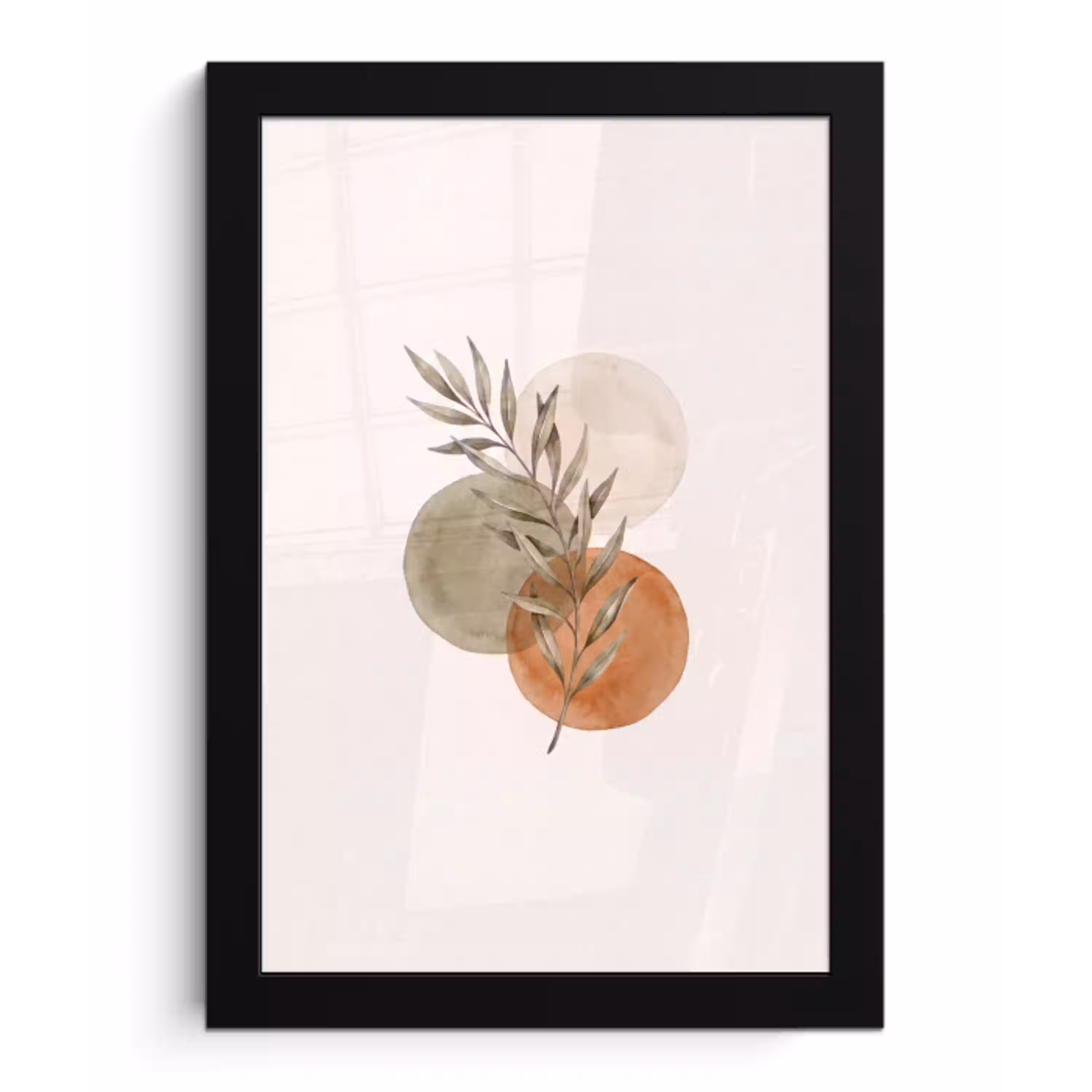 Plant - Cirkels - Abstract fotolijst zwart zonder passe partout klein -3d