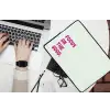 Focus on the good - Beige - Roze laptophoes neopreen klein -bureau