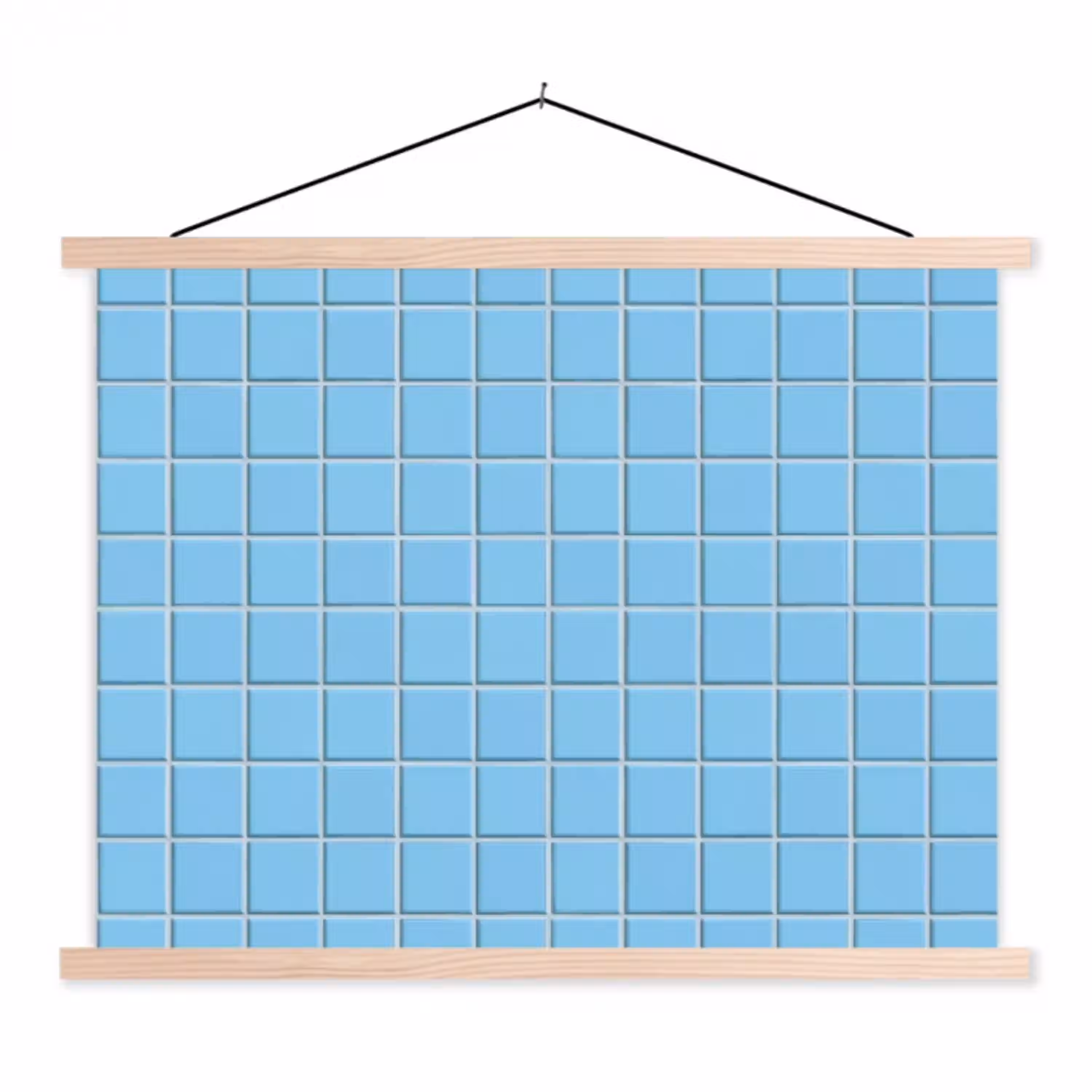 Patroon - Tegel - Pastel - Blauw textielposter latten blank klein 122 -3d