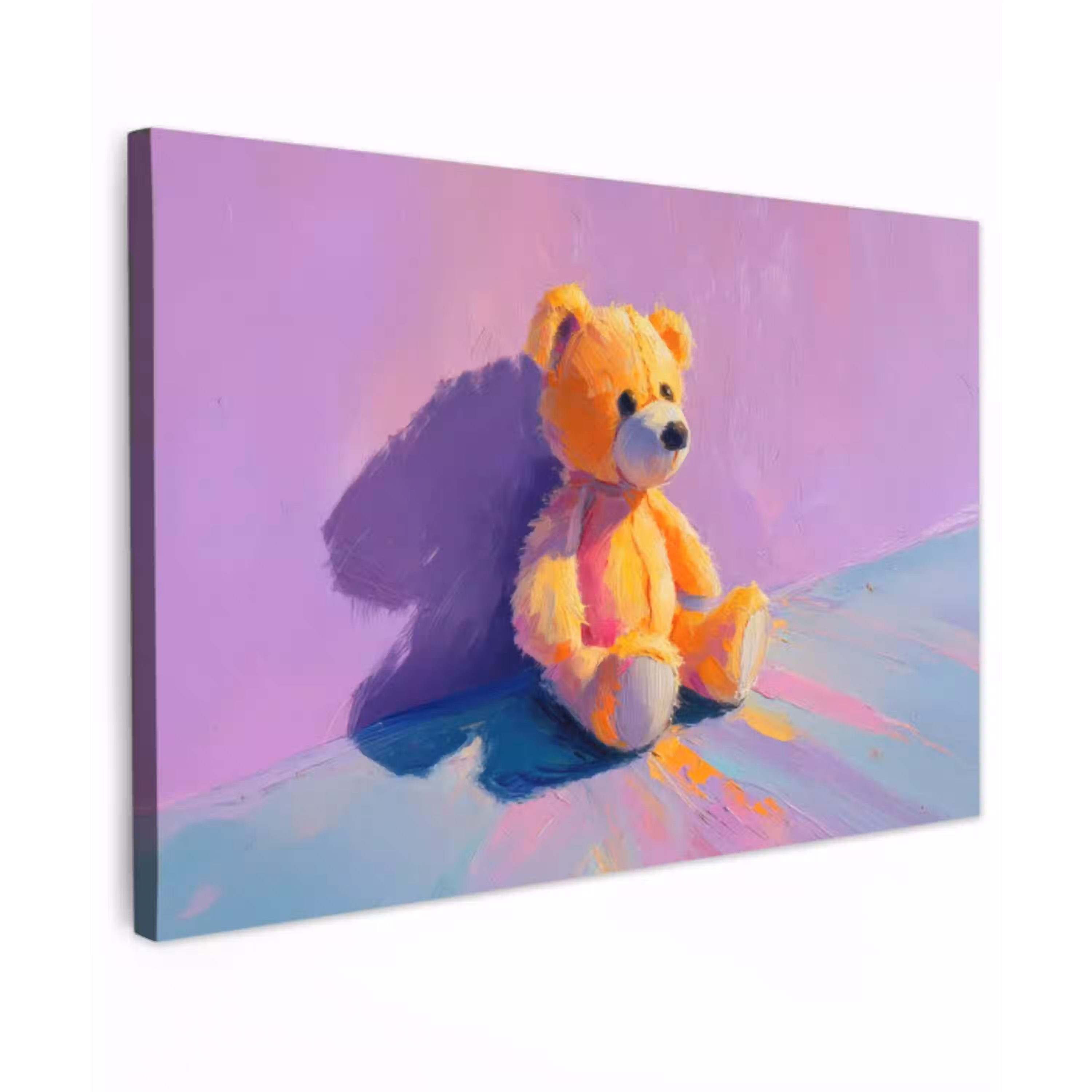 Teddybeer - Schaduw - Penseelstreken - Paars canvas 2cm klein -z3d