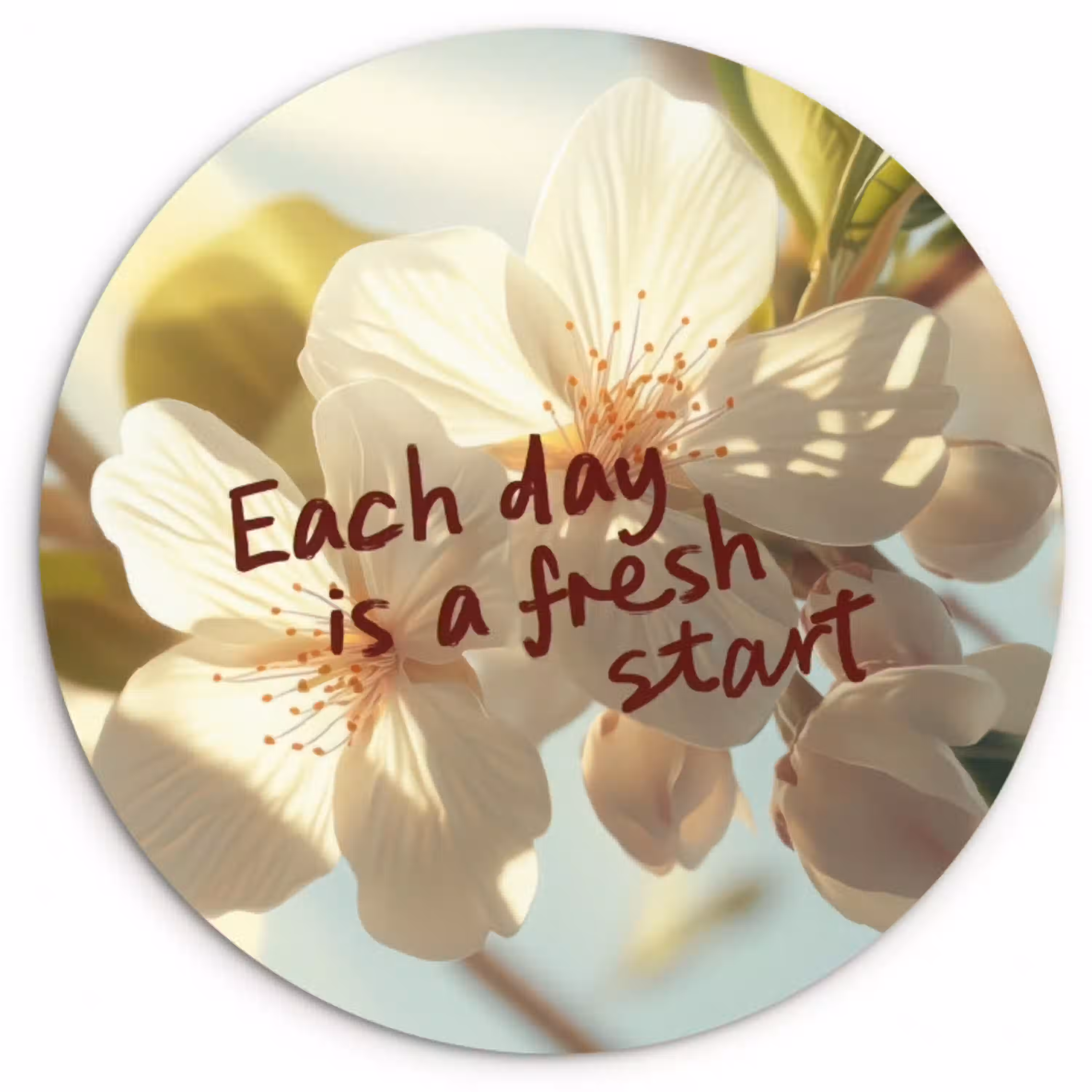 Bloesems - Zonlicht - Quote - Wit Wandcirkel plexiglas klein -3d