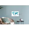 Wereldkaart - Blauw - Kleurrijk Muursticker klein -plant