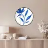 Bloem - Blaadjes - Minimalistisch - Blauw Fotolijst rond zonder passe partout klein -sfeer3
