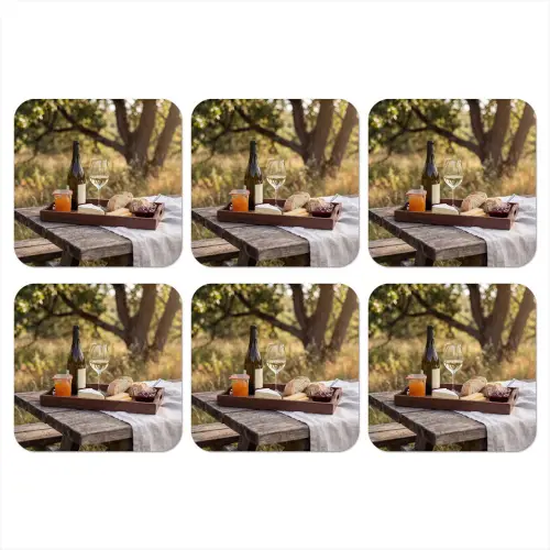 Picknick - Wijn - Kaasplankje onderzetter kurk middel -3d
