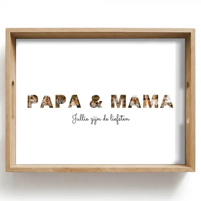Gepersonaliseerd dienblad - Papa & Mama - Lettercollage