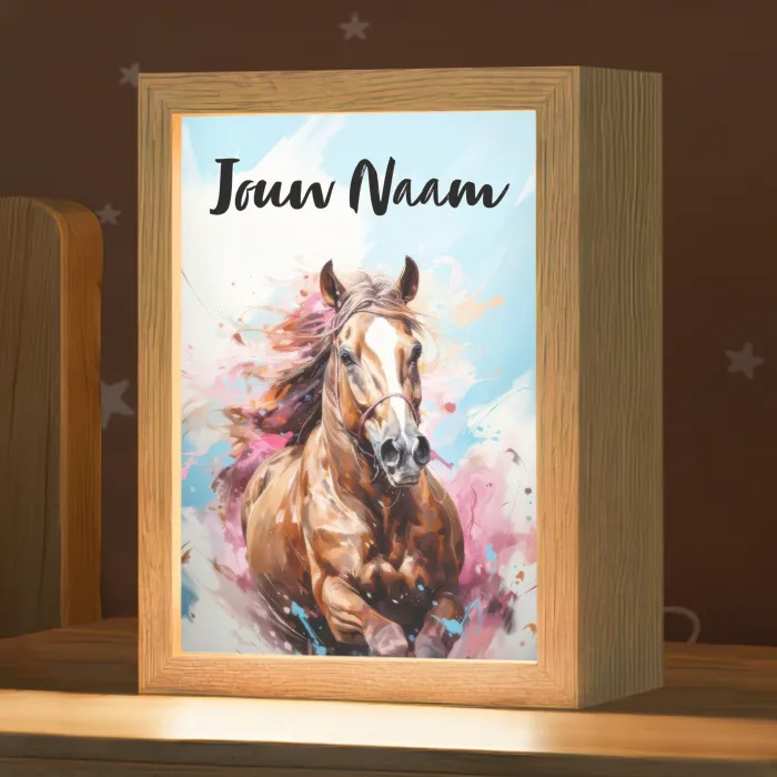 Paard - Meisjes - Blauw - Roze Light Box met kabel (Kinderlampje) klein -zzz_3d_website