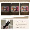 Graffiti - Chimpansee - Aap - Bril - Kleurrijk Light Box met batterij (Wandlamp) middel -USP_dimbaarNL
