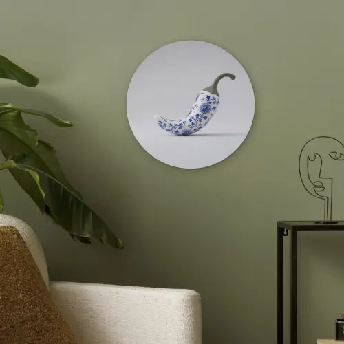 Chilipeper - Keramiek - Blauw Akoestische PET Vilt - Rond klein -sfeer2