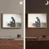 Silhouet - Vrouw - Surfplank - Water Light Box met batterij (Wandlamp) middel -sfeer3