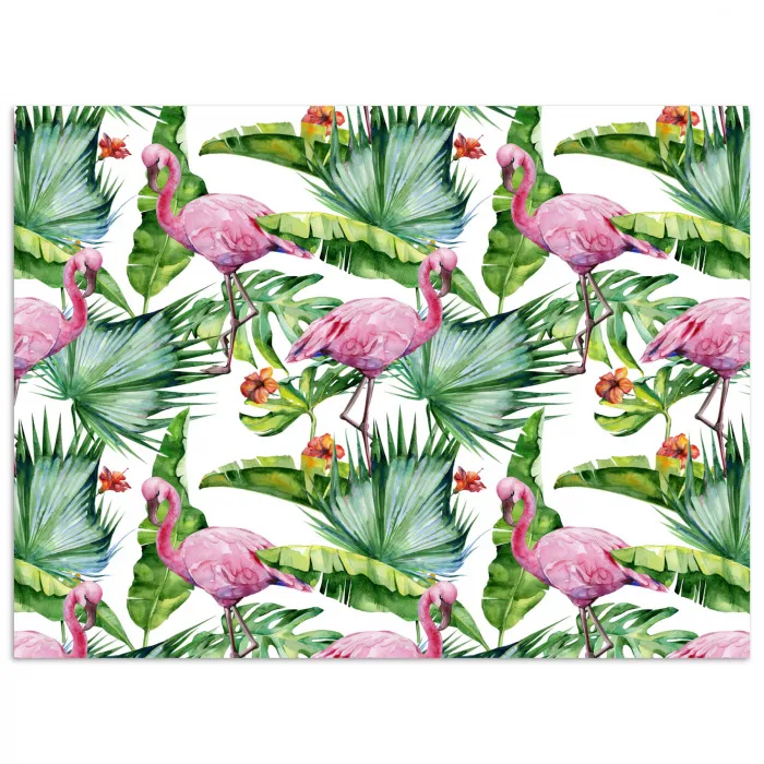 Inductie beschermer - Flamingo - Bladeren - Afdekplaat voor kookplaat - Tropisch poster papier klein -3d