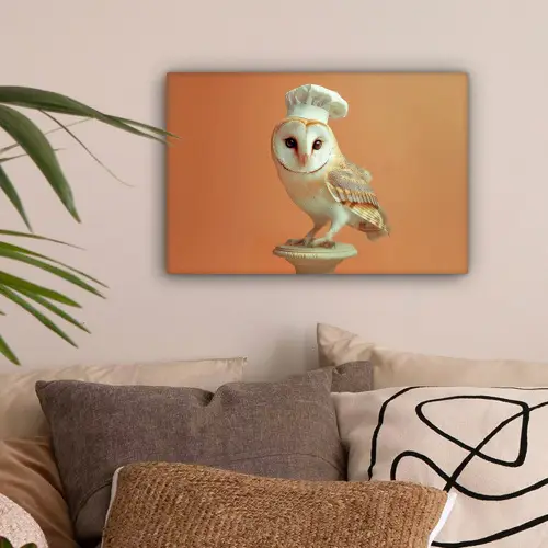 Kerkuil - Koksmuts - Oranje - Vogel canvas 2cm klein -sfeer1