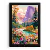 Rivier - Vallei vol bloemen - Levendig fotolijst zwart zonder passe partout klein -3d